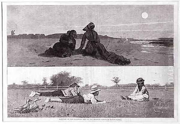 Flirting on the Seashore and on the Meadow Oil Painting by Winslow Homer