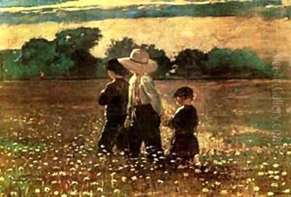 In the Mowing Oil Painting by Winslow Homer