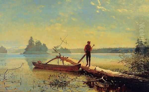 An Adirondack Lake 1870 Oil Painting by Winslow Homer