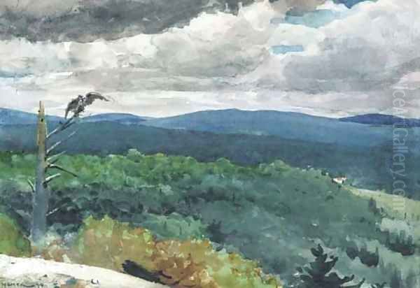 Hilly Landscape Oil Painting by Winslow Homer