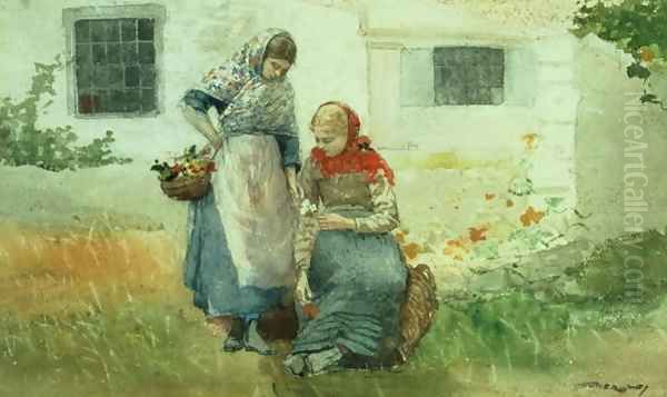 Picking Flowers 1881 Oil Painting by Winslow Homer