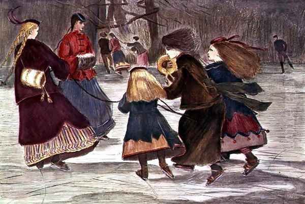 Skating in Winter Oil Painting by Winslow Homer