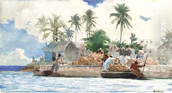 Sponge Fishermen, Bahamas Oil Painting by Winslow Homer