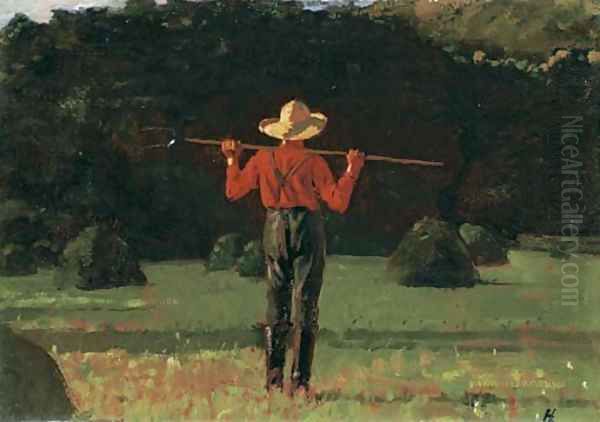 Farmer with a Pitchfork Oil Painting by Winslow Homer