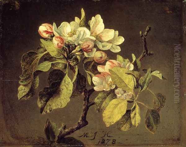 A Branch Of Apple Blossoms And Buds Oil Painting by Martin Johnson Heade