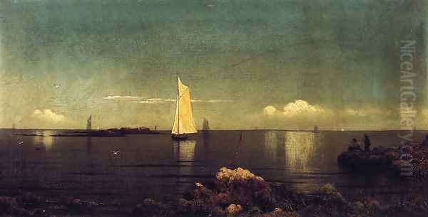 A Summer Afternoon Aka Boston Harbor Oil Painting by Martin Johnson Heade