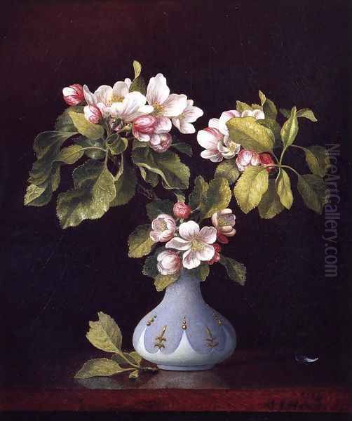 Apple Blossoms In A Vase Oil Painting by Martin Johnson Heade