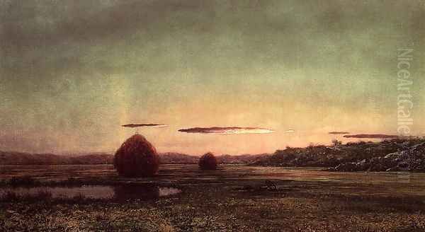 Marsh Scene Sunset Sketch Oil Painting by Martin Johnson Heade