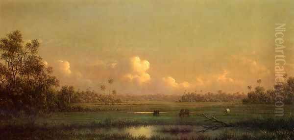 Evening Lake Alto Florida Oil Painting by Martin Johnson Heade