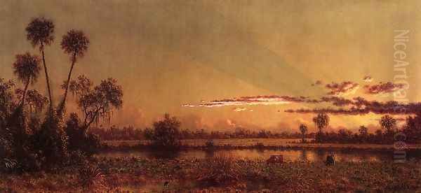 Florida Sunset Oil Painting by Martin Johnson Heade