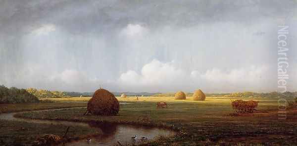 Sudden Shower Newbury Marshes Oil Painting by Martin Johnson Heade