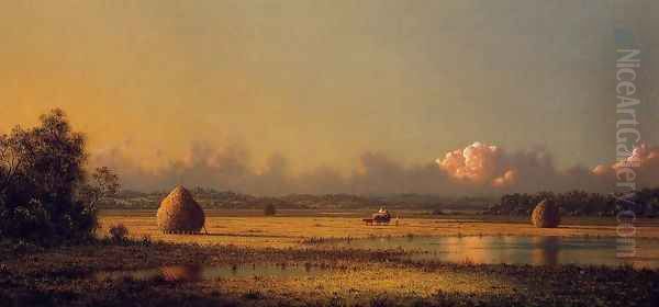 Hayfields A Clear Day Oil Painting by Martin Johnson Heade