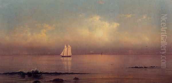 Becalmed Long Island Sound Oil Painting by Martin Johnson Heade