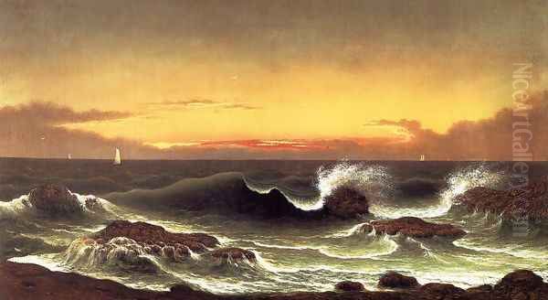 Seascape Sunrise Oil Painting by Martin Johnson Heade