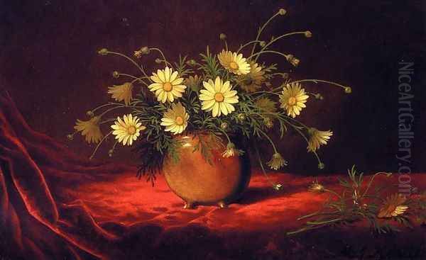 Yellow Daisies In A Bowl Oil Painting by Martin Johnson Heade