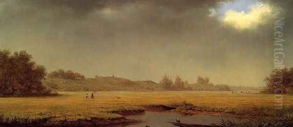 Cloudy Day Rhode Island Oil Painting by Martin Johnson Heade