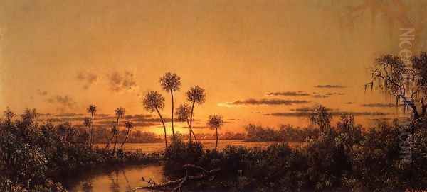 Florida River Scene Early Evening After Sunset Oil Painting by Martin Johnson Heade