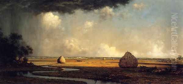 Marshfield Meadows Massachusetts Oil Painting by Martin Johnson Heade