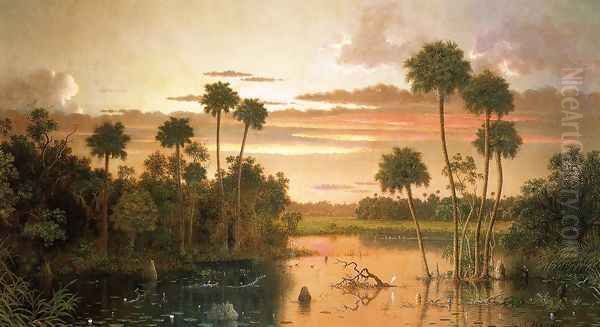 The Great Florida Sunset Oil Painting by Martin Johnson Heade