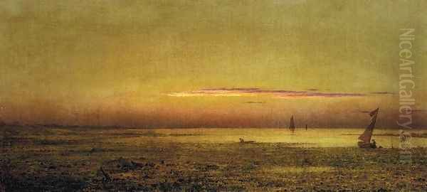 Marshes At Boston Harbor Oil Painting by Martin Johnson Heade