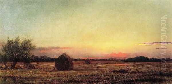 Jersey Meadows With Ruins Of A Haycart Oil Painting by Martin Johnson Heade