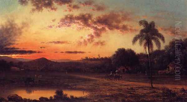 Sunset A Scene In Brazil Oil Painting by Martin Johnson Heade