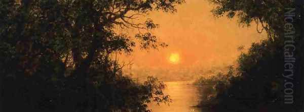 Sunset Aka Jungle Scene Oil Painting by Martin Johnson Heade