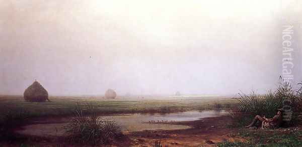 Marsh With A Hunter Oil Painting by Martin Johnson Heade