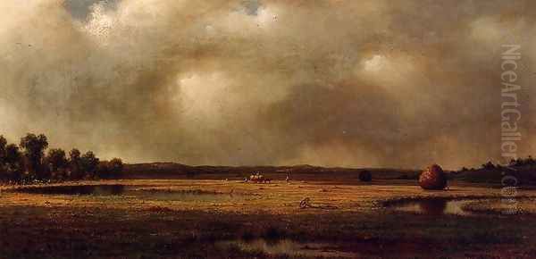 Storm Over The Marshes Oil Painting by Martin Johnson Heade