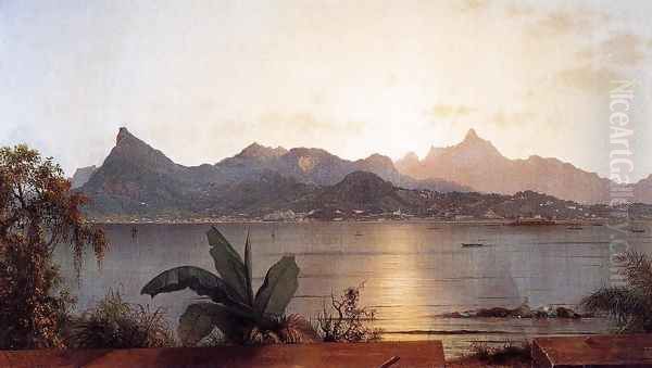 Sunset Harbor At Rio Oil Painting by Martin Johnson Heade