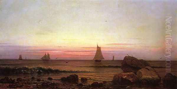 Sailing Off The Coast Oil Painting by Martin Johnson Heade