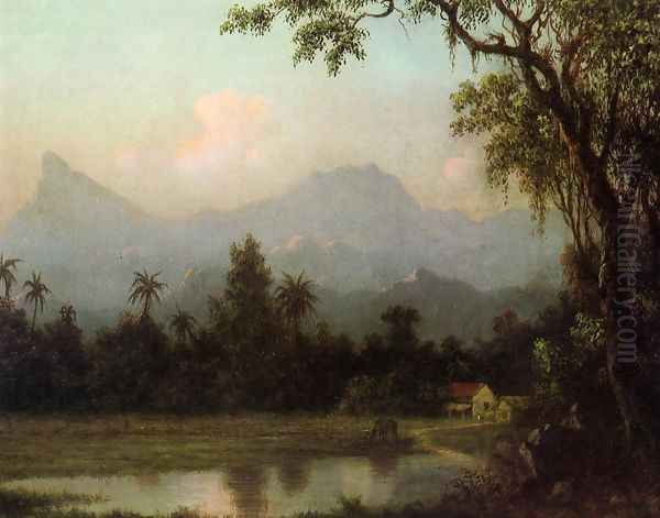 Rio De Janeiro South American Scene With Cabin Oil Painting by Martin Johnson Heade