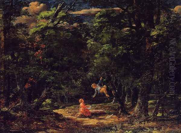 The Swing Children In The Woods Oil Painting by Martin Johnson Heade