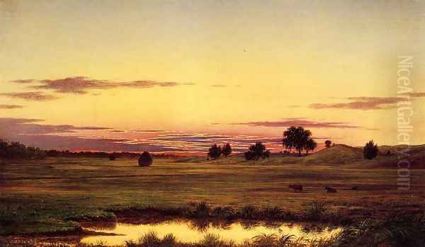 Sunset Rhode Island Oil Painting by Martin Johnson Heade