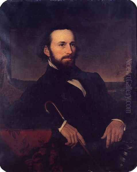 Portrait Of A Man Holding A Cane Oil Painting by Martin Johnson Heade