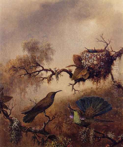 White Vented Violet Eared Oil Painting by Martin Johnson Heade