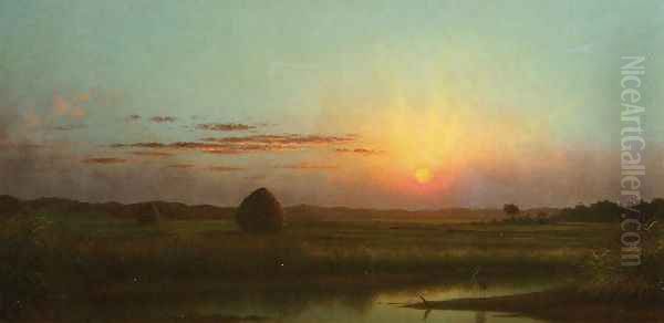 Sunset Over The Marsh Oil Painting by Martin Johnson Heade