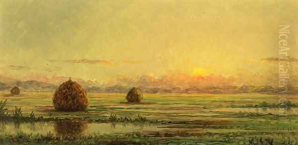 Sunset A Sketch Oil Painting by Martin Johnson Heade