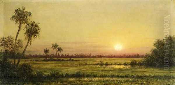 Sunset In Florida Oil Painting by Martin Johnson Heade