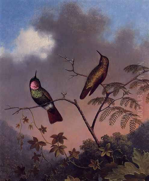 Brazilian Ruby Hummingbirds Oil Painting by Martin Johnson Heade