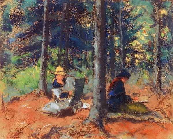 Artists In The Woods Oil Painting by Robert Henri