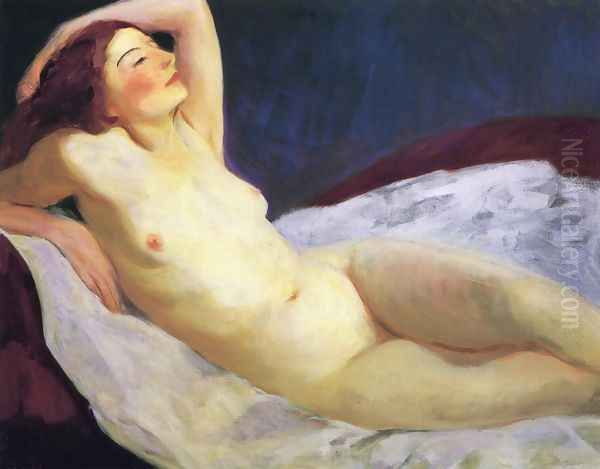 Reclining Nude (Barbara Brown) Oil Painting by Robert Henri