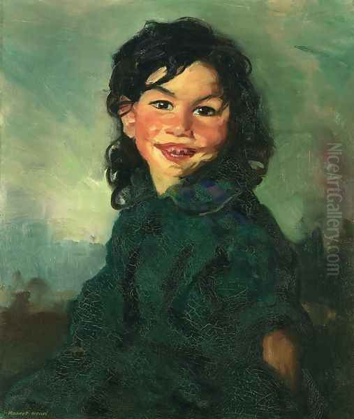 Laughing Gypsy Girl Oil Painting by Robert Henri