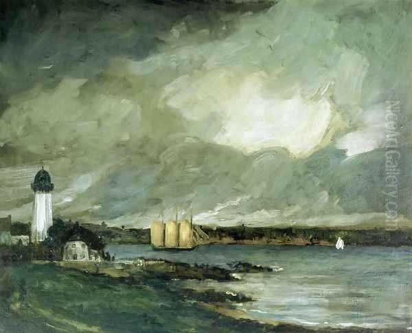 Pequot Light House Connecticut Coast Oil Painting by Robert Henri