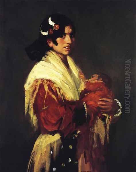 Gypsy Mother (Maria Y Consuelo) Oil Painting by Robert Henri