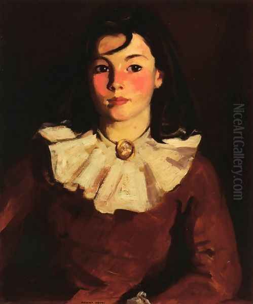 Portrait Of Cara In A Red Dress Oil Painting by Robert Henri