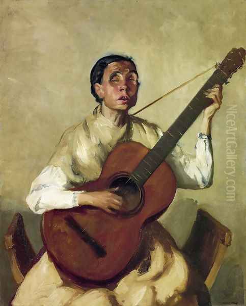 Blind Spanish Singer Oil Painting by Robert Henri