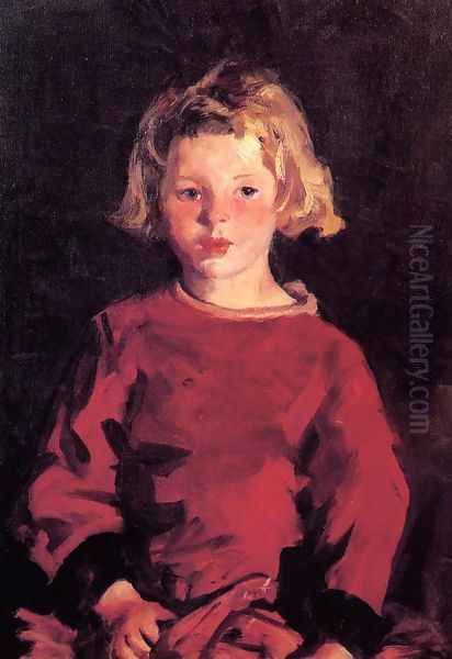 Bridget In Red Oil Painting by Robert Henri