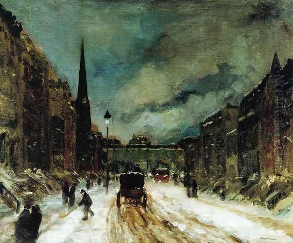 Street Scene With Snow Oil Painting by Robert Henri