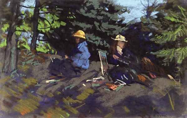 Sketchers In The Woods Oil Painting by Robert Henri